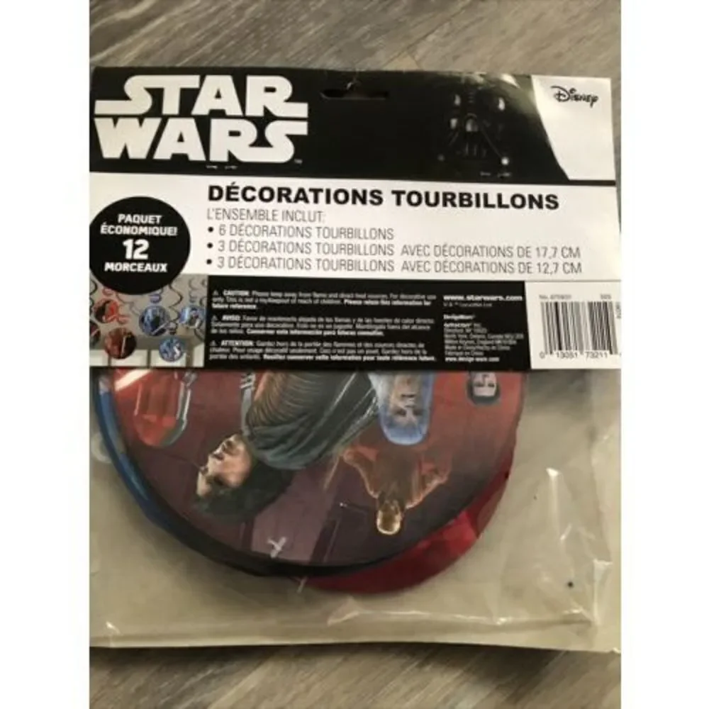 Disney Star Wars The  Last Jedi Swirl Decorations 12 Pieces.